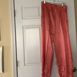 Coral silk slacks